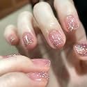 24Pcs Pure Color Fake Nails Artificial Nails Art Set (Shiny Pink)
