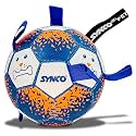 Synco Dog Football Graphic Blue with Blue Holding Loops, Durable Rubber Dog Ball Toy for Tug, Fetch & Training, Interactive Pet Play Ball for Small & Medium Dogs, Size 3