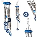 Evil Eye Wooden 5 Pipes Positive Energy feng Shui Wind Chimes for Home Decoration 29inch (5 Pipe Evil Eye)
