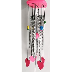 wind chime for home decoration 8 pipe 5 heart with positive energy for home balcony bedroom with great sound 27in 8 pipe heart