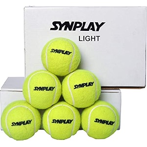 synplay - light weight tennis cricket ball made with high grade natural rubber standard size fluorescent - pack of 6