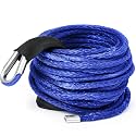 Synthetic Winch Rope 3/8'' x 50ft 13, 348 Lbs Synthetic Winch Line Cable Rope with Protective Sleeve for Off Road Vehicle 4WD SUV Truck ATV UTV SUV(Blue)