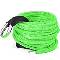 Synthetic Winch Rope 3/8'' x 50ft 13, 348 Lbs Synthetic Winch Line Cable Rope with Protective Sleeve for Off Road Vehicle 4WD SUV Truck ATV UTV SUV(Green)