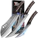 SYOKAMI Butcher Knife Set, Cleaver, Breaking &amp; Boning Knife for Meat &amp; BBQ