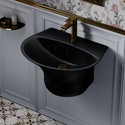 Syon Premium Ceramic Wash Basin | Elegant Matte Black Finish | Modern Bathroom Sink Ceramic Wall Hung Wash Basin for Bathroom/Living Room/Any Space SYON146 Wall Hung Basin (Black)