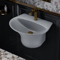 Syon Premium Ceramic Wash Basin | Elegant Matte Grey Finish | Modern Bathroom Sink Ceramic Wall Hung Wash Basin for Bathroom/Living Room/Any Space SYON146 Wall Hung Basin (Grey)
