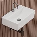 Syon Premium Ceramic Table Top & Wall Mount Wash Basin | Wall Hung Wash Basin | wall Mounted Bathroom Sink for Home, Restaurent(14.5X10 inch) (Glossy White)