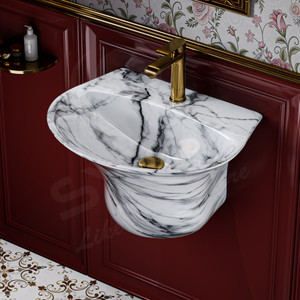syon premium ceramic washbasin elegant marble finish durable  luxurious 165x155 modern wall hung basin white  black