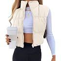 Women's Crop Puffer Vest Zip Up Sleeveless Outerwear Padded Coat