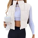 Women's Crop Puffer Vest Zip Up Sleeveless Outerwear Padded Coat