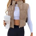 Women's Crop Puffer Vest Zip Up Sleeveless Outerwear Padded Coat