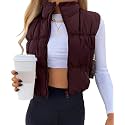 Women's Crop Puffer Vest Zip Up Sleeveless Outerwear Padded Coat