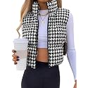 Women's Crop Puffer Vest Zip Up Sleeveless Outerwear Padded Coat