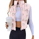 Women's Crop Puffer Vest Zip Up Sleeveless Outerwear Padded Coat