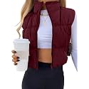 Women's Crop Puffer Vest Zip Up Sleeveless Outerwear Padded Coat
