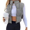 Women's Crop Puffer Vest Zip Up Sleeveless Outerwear Padded Coat