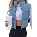 Women's Crop Puffer Vest Zip Up Sleeveless Outerwear Padded Coat