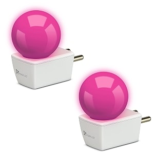 syska avastar nlp 05w b22 base plug amp play led bulb for night lamphallblaconydecoration pack of 2 pink color