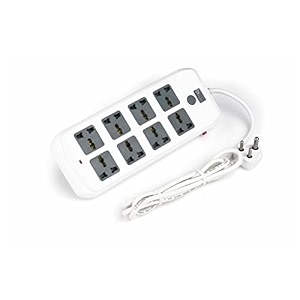 syska quadra pro universal power strip with 2meter long white grey ebs-8001
