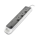Syska SSK-EBU-0302 ABS 3 Way Power Strip (White and Grey)