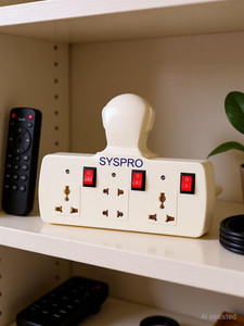 syspro 4 way outlet power strip with universal surge protection sockets multi-plug cord plastic light socket