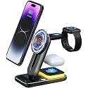 SYSTENE 23W Compatible for Mag-Safe 3 in 1 Wireless Charger Compatible for iPhone 16 to 12 Series & S23,S24 Ultra Magnetic Fast Charging Wireless Magnet Charging Station/Dock for iOS & Android,Black
