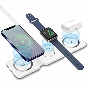 systene 3 in 1 foldable wireless charger fast charging station travel dock adapter amp light compatible for iphone 161514131211xxs for iwatch 10987ultra2ultrafor airpods 432pro-white