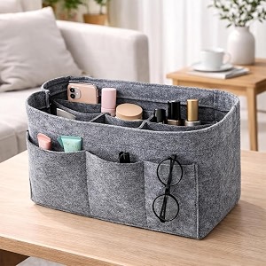 women felt purse organizer insert for ladies handbag tote hobo bag storage amp purse divider multiple storage compartment - grey885x45x55 inch small