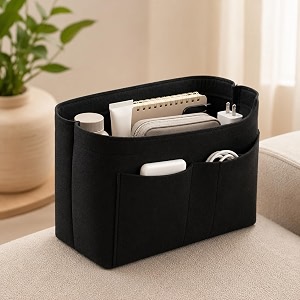 women felt purse organizer insert for ladies handbag tote hobo bag storage amp purse divider multiple storage compartment - black 925x51x59 inch medium