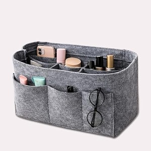 women felt purse organizer insert for ladies handbag tote hobo bag storage amp purse divider multiple storage compartment - grey114x59x71 inch large