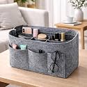 Women Felt Purse Organizer Insert for Ladies Handbag, Tote, Hobo Bag Storage & Purse Divider, Multiple Storage Compartment - Grey(8.85x4.5x5.5) inch (Small)