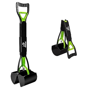 szhlux 2834 pooper scooper foldable dog pooper scooper with unbreakable material and durable spring for grass and gravel green