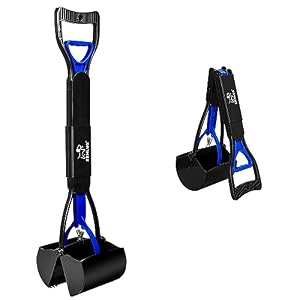szhlux 2834 pooper scooper foldable dog pooper scooper with unbreakable material and durable spring for grass and gravel blue