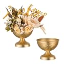 Sziqiqi Gold Urn Vase for Flowers, Wedding Table Compote Vases, 5.9in, 2Pcs