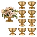 Sziqiqi Gold Urn Vase for Flowers, Wedding Table Compote Vase, 4.3in, 10Pcs