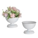 Sziqiqi White Urn Vase for Wedding, Compote Vase for Table, 4.3in, 2Pcs