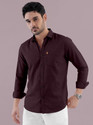 SZN Men Solid Casual Maroon Shirt