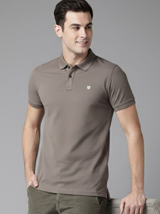 SZN Self Design Men Polo Neck Grey