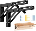Szorviq 12 INCH(30CM) FOLDING WALL SHELF BRACKET Heavy Duty Metal Collapsible 1 PAIR 30 cm Shelf Bracket (Iron)