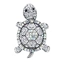 Szxc Jewelry Women's Crystal Big Turtle Stretch Silk Scarf Rings Clasp Clip Buckle