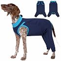 T'CHAQUE Dog Recovery Suit for Dogs After Surgery, Dog Onesie for Spay Surgery Female, Anti Licking Rear Leg Sleeve,Bodysuit for Abdominal Wounds Skin Disease,Substitute E-Collar &amp; Cone,Navy Blue,2XL