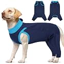 T'CHAQUE Dog Surgery Suit for Dogs After Surgery, Dog Onesie for Spay Surgery Female, Anti Licking Rear Leg Sleeve,Bodysuit for Abdominal Wounds Skin Disease,Substitute E-Collar &amp; Cone,Navy Blue,XL