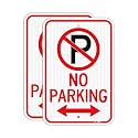 T&amp;R (2 Pack) Large No Parking Signs, 18" x 12" Engineer Grade Reflective Sheeting, Rust Free Aluminum, Waterproof, Fade Resistant, 2 Pre-drilled Holes