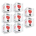 T&amp;R AED Sign, Automated External Defibrillator with Down Arrow - 8 Pack - 8 x 6 Inches Acrylic, 4 pre-drilled holes, Includes Matching Screws, Use for Office/Business
