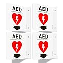 T&amp;R AED Sign, Automated External Defibrillator with Down Arrow - 4 Pack - 6 x 6 Inches Acrylic, 2 pre-drilled holes, Includes Matching Screws, Use for Office/Business
