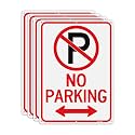 T&amp;R Large No Parking Signs - 4 Pack - 14 x 10 Inches Rust Free .040 Aluminum Reflective - UV Protected, Waterproof and Fade Resistant - 6 Pre-drilled Holes