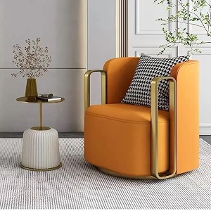 tampt co swivel luxury revolving swivel chair with pure ss armrest with pillow single seater sofa chair accent chair premium fabric living room lounge bedroom 7 orange 1 chair