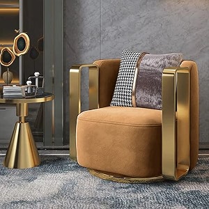 tampt co swivel luxury revolving swivel chair with pure ss armrest with pillow single seater sofa chair accent chair premium fabric living room lounge bedroom 5 brown 1 chair