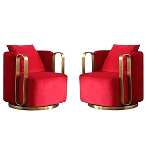 tampt co swivel luxury revolving swivel chair with pure ss armrest with pillow single seater sofa chair accent chair premium fabric living room lounge bedroom 2 red set of 2 chairs