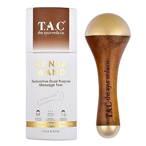 tac - the ayurveda co kansa wand dual-purpose massager tool - skin lifting amp relaxation for face amp body wooden handle - suitable for women amp men